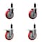 Service Caster 5'' Red Poly Swivel 1-1/8'' Expanding Stem Caster Set 2 Total Lock Brakes, 4PK SCC-EXTTL20S514-PPUB-RED-2-S-2-118 - alternate 1